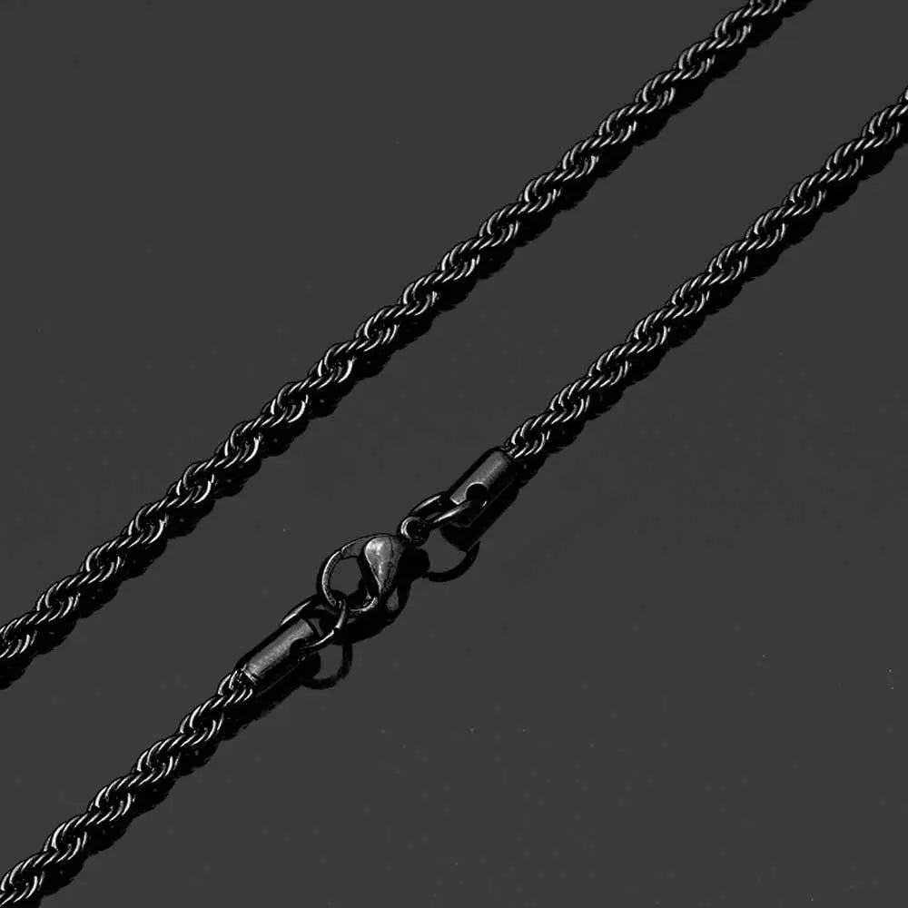 Twisted Stainless Steel Rope Chain-Black Vrafi Jewelry