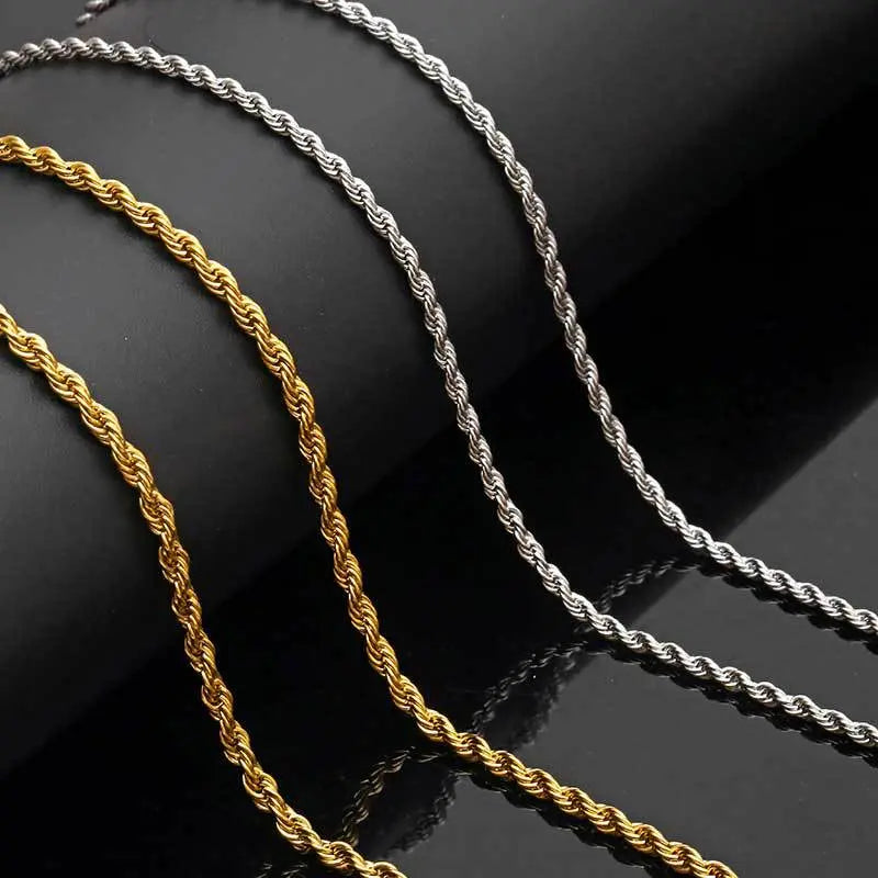 Twisted Stainless Steel Rope Chain-Black Vrafi Jewelry