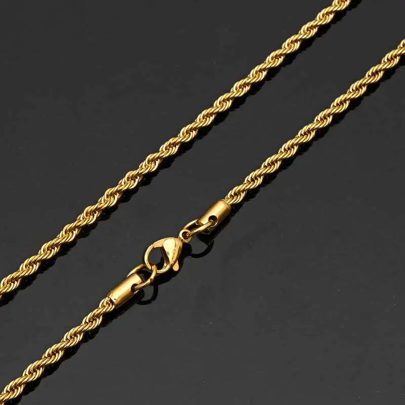 Twisted Stainless Steel Rope Chain-Gold Vrafi Jewelry