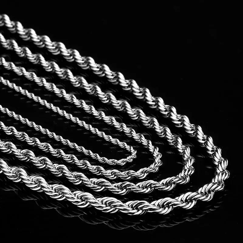 Twisted Stainless Steel Rope Chain-Silver VRAFI