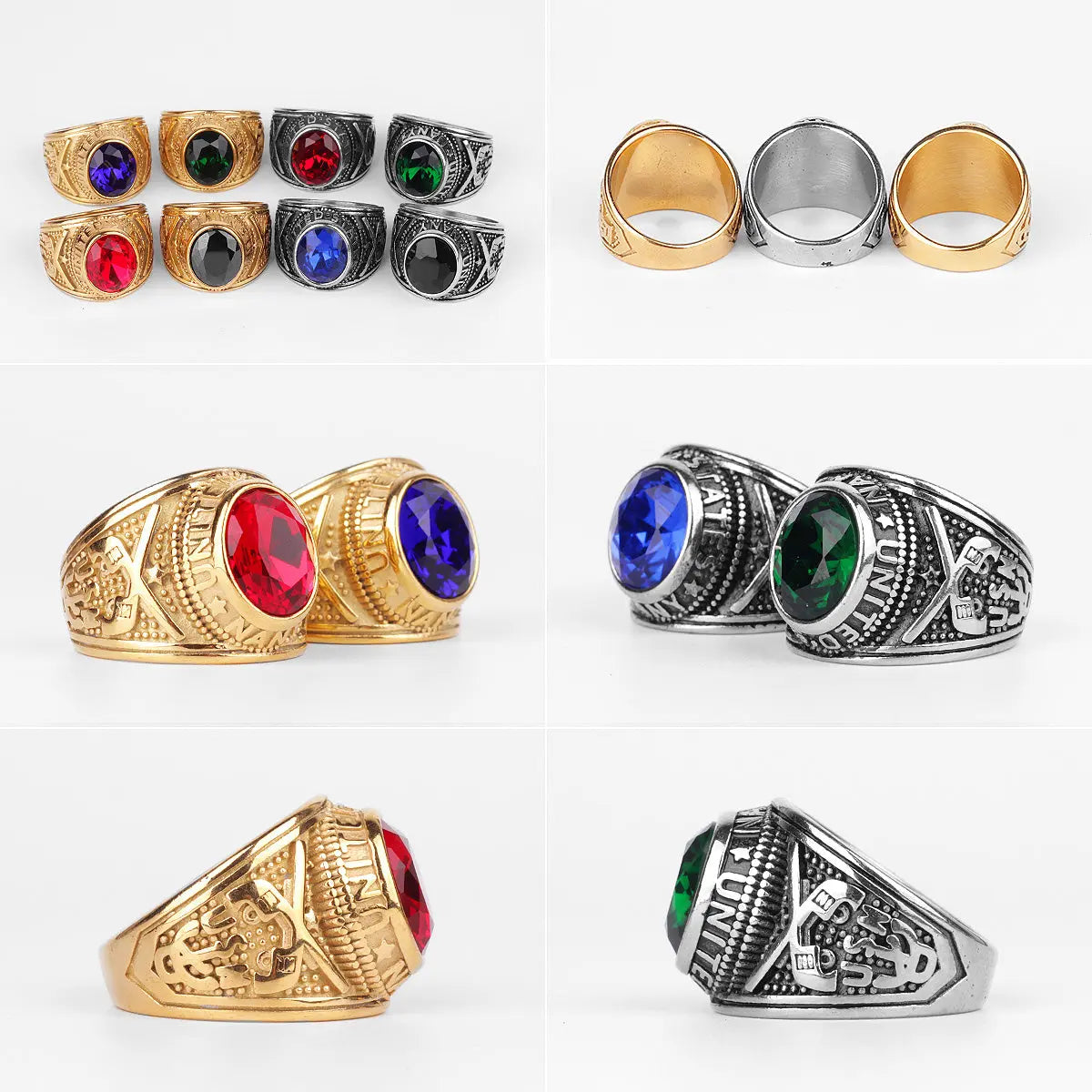 US Navy Rhinestone Stainless Steel Ring - Vrafi Jewelry