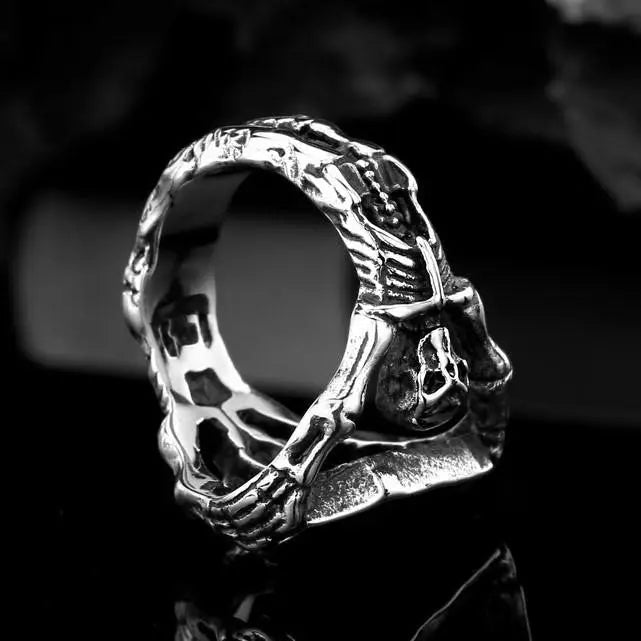 Vampire Coffin Stainless Steel Ruby Ring VRAFI