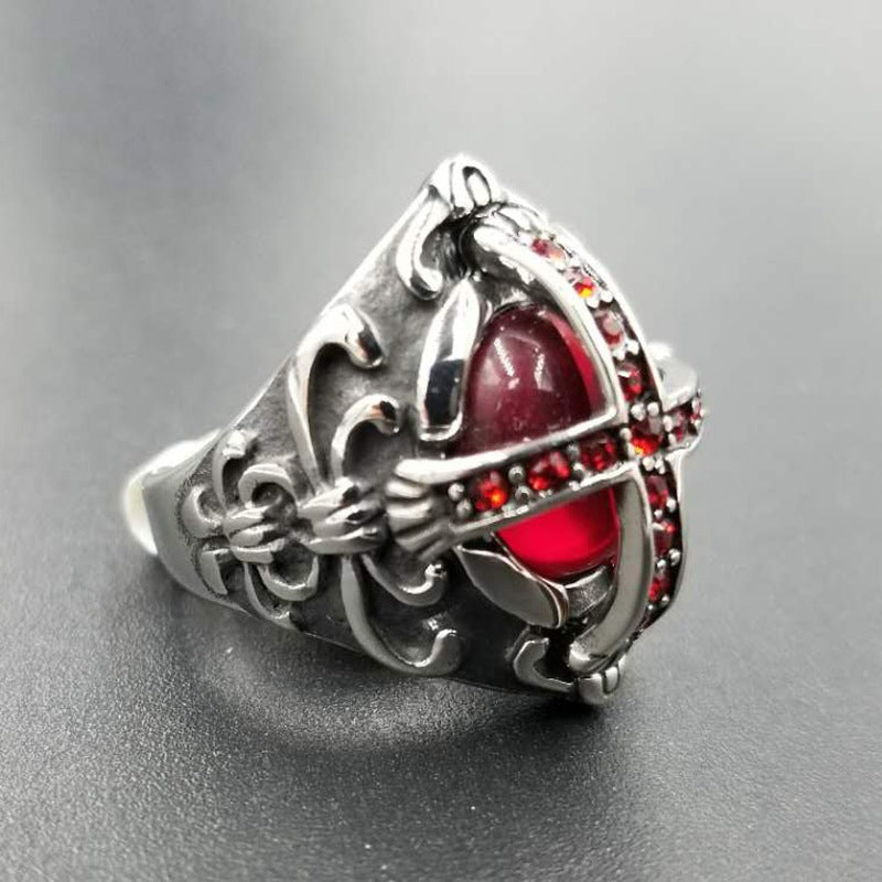 Vampire Cross Stainless Steel Ring-Vrafi Jewelry