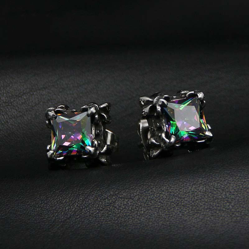 Vibrant Gemstone Stainless Steel Stud Earrings