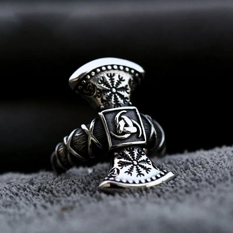 Viking Double-headed Axe Stainless Steel Ring - Vrafi Jewelry