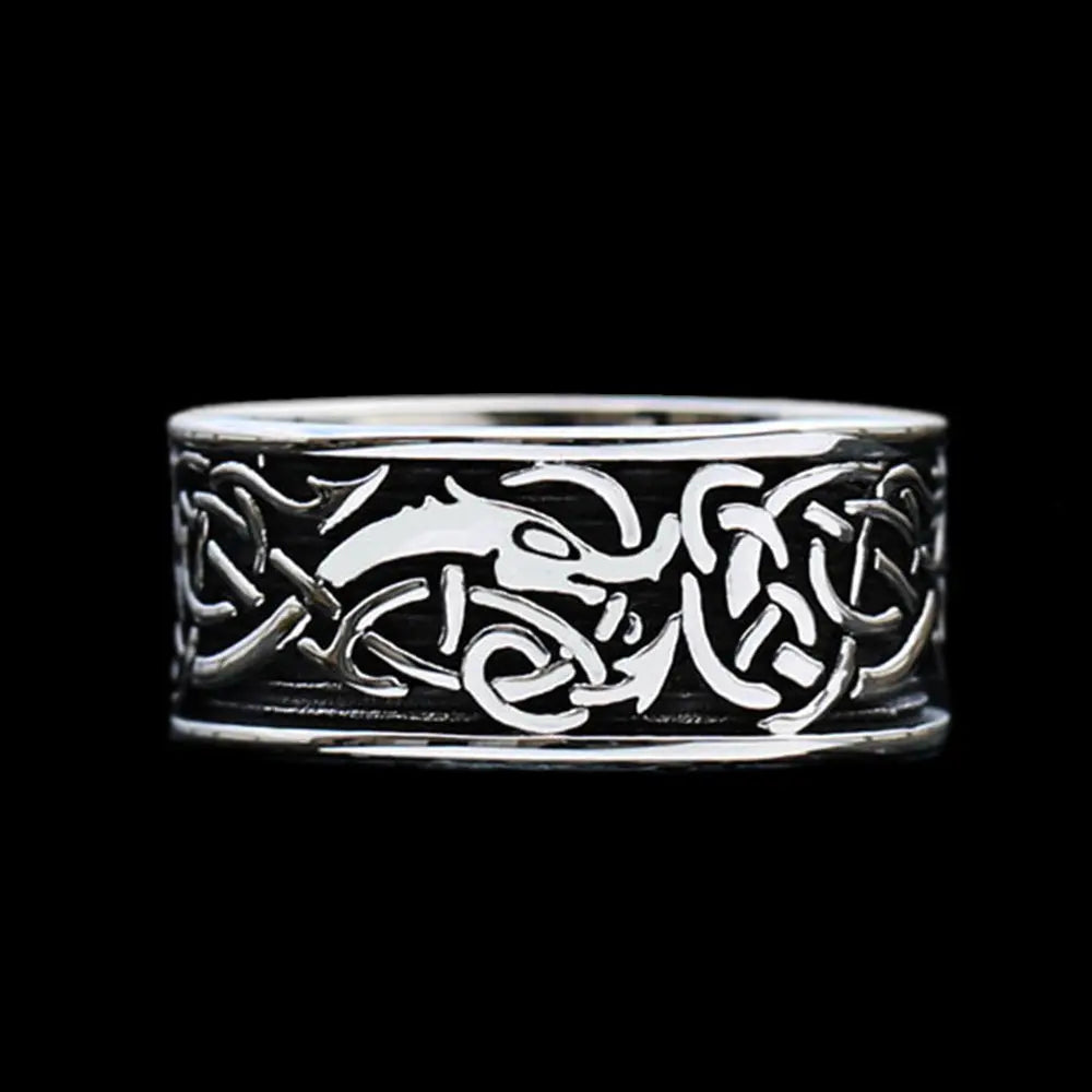 Viking Dragon Celtic Knot Stainless Steel Ring VRAFI