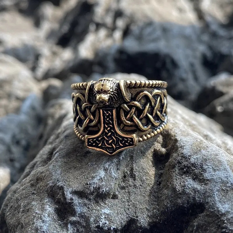 Viking Lion Head Stainless Steel Ring - Vrafi Jewelry