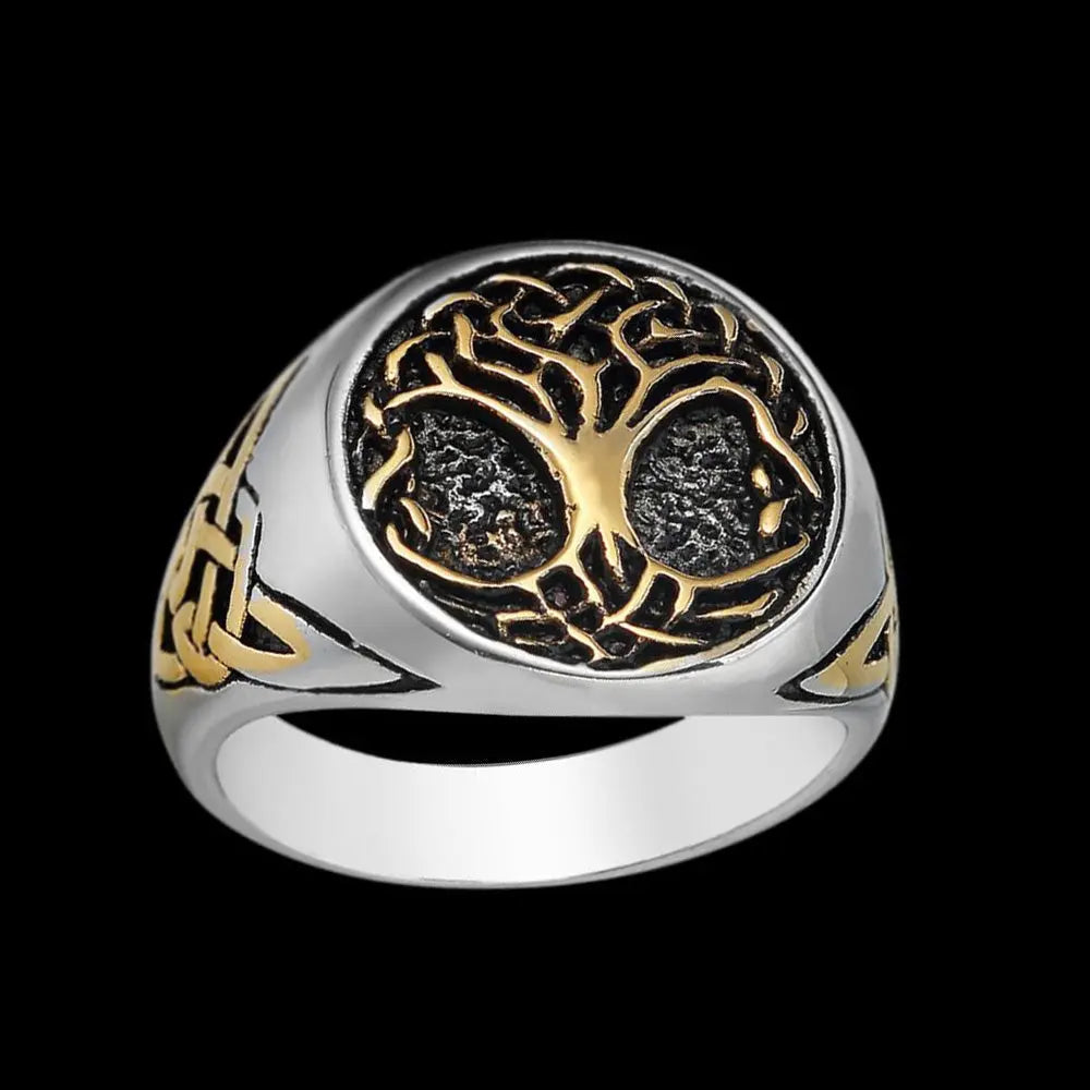 Viking Tree of Life Stainless Steel Two-Color Ring VRAFI