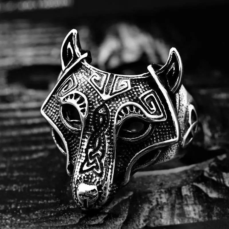 Viking Wolf Head Stainless Steel Vintage Ring VRAFI