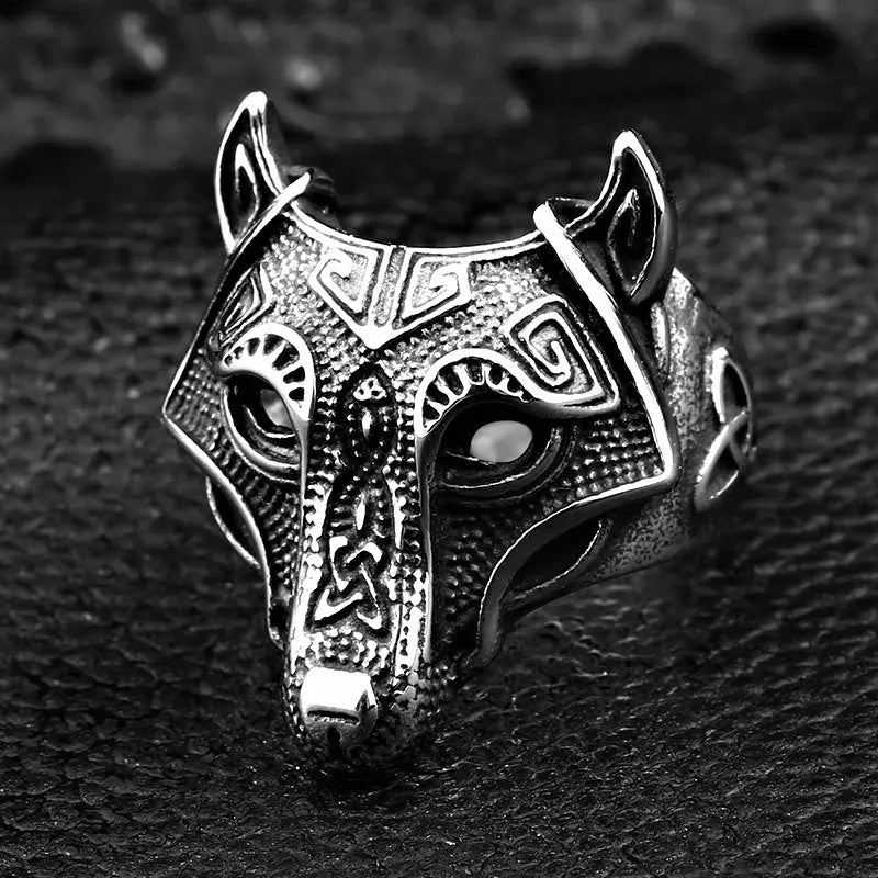 Viking Wolf Head Stainless Steel Vintage Ring VRAFI