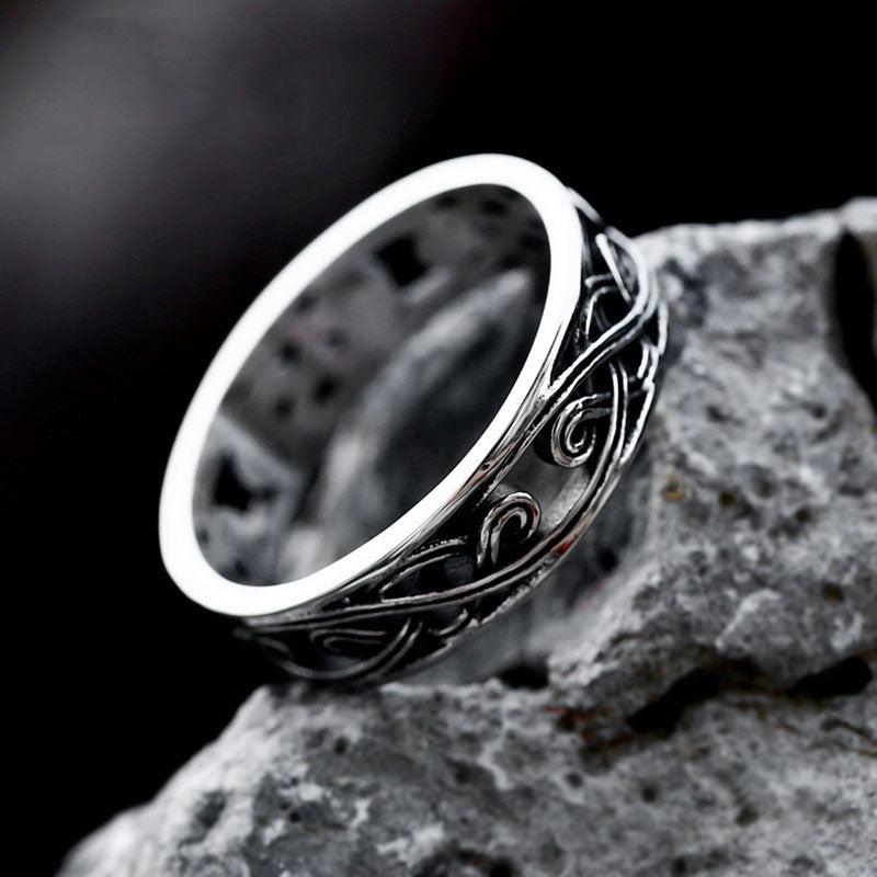 Viking Floral Stainless Steel Ring-Vrafi Jewelry