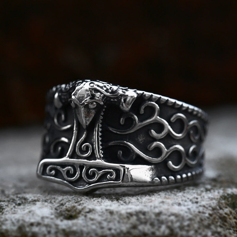 Viking Crow Head Stainless Steel Ring-Vrafi Jewelry