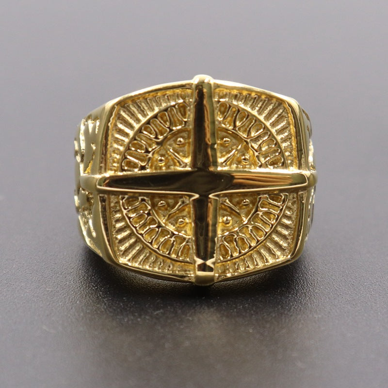 Viking Nautical Cross Stainless Steel Ring-Vrafi Jewelry
