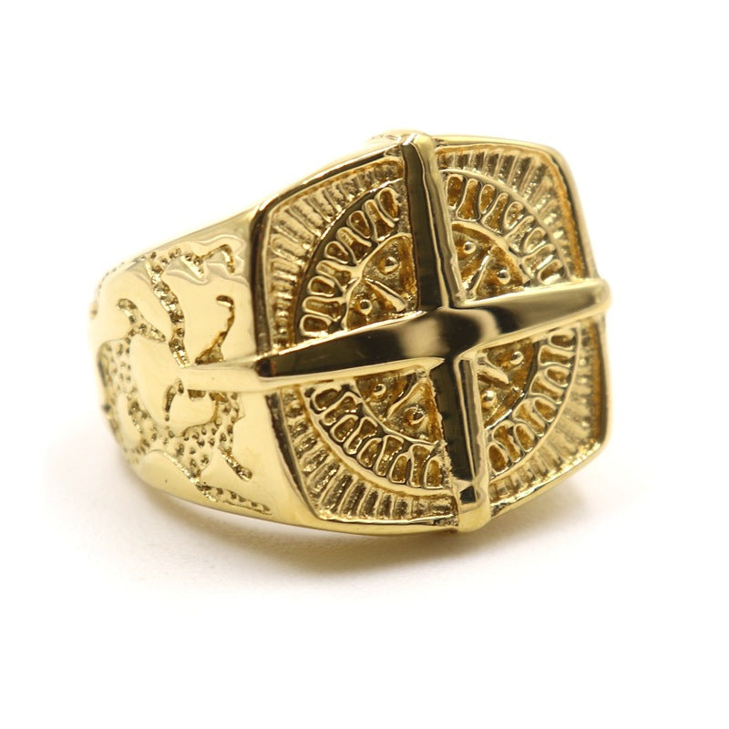 Viking Nautical Cross Stainless Steel Ring-Vrafi Jewelry