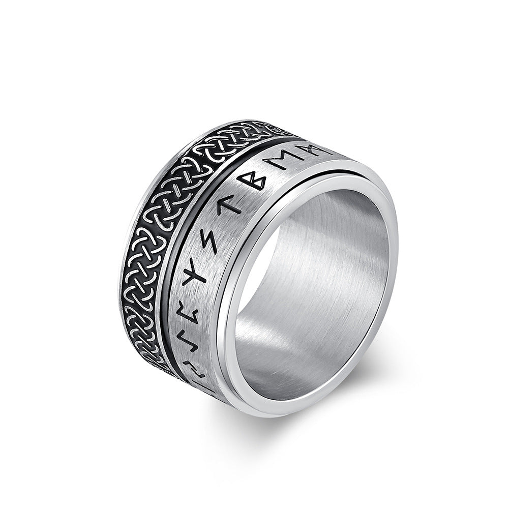 Viking Rune Engraved Rotating Ring