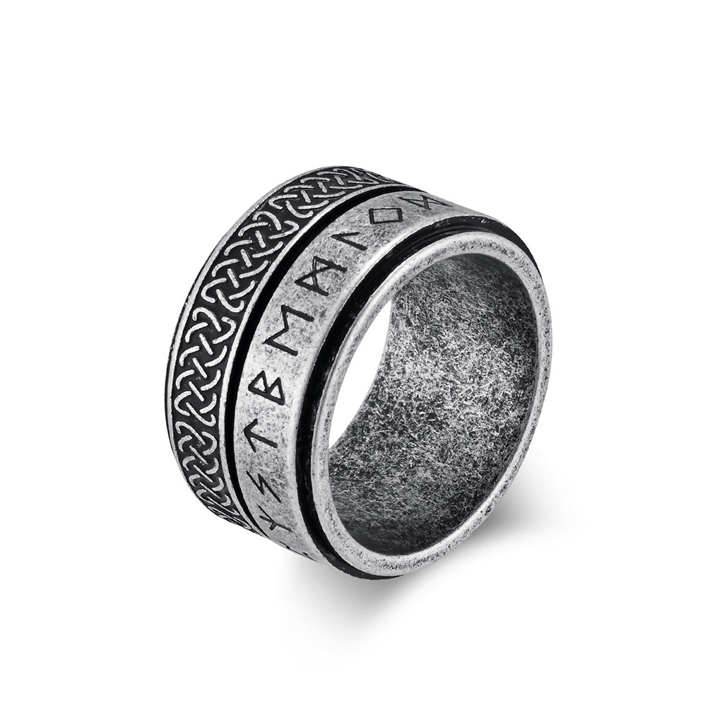 Viking Rune Engraved Rotating Ring