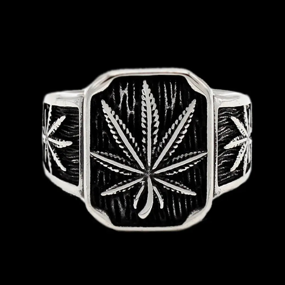 Vintage Cannabis Leaf Stainless Steel Ring VRAFI