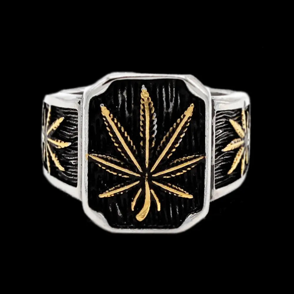 Vintage Cannabis Leaf Stainless Steel Ring VRAFI