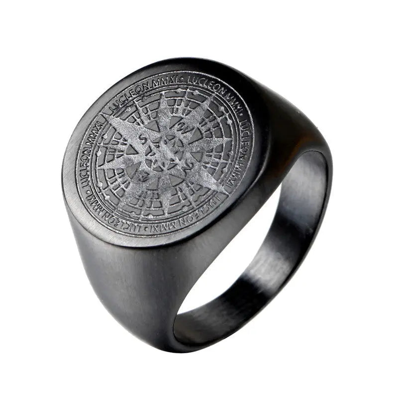 Vintage Compass Stainless Steel Ring - Vrafi Jewelry