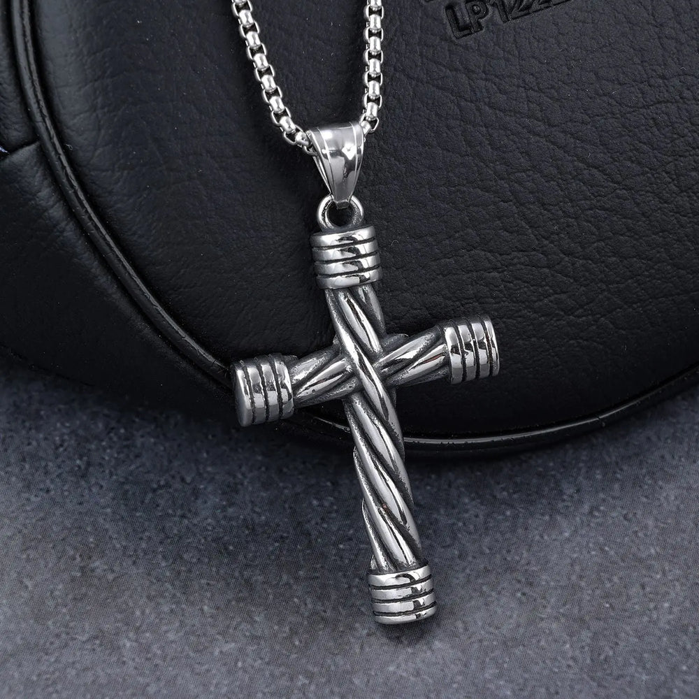 Vintage Cross Stainless Steel Thread Pendant - Vrafi Jewelry