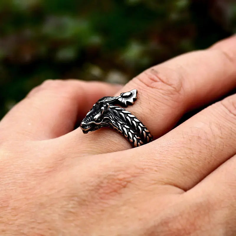 Vintage Dragon Stainless Steel Ring - Vrafi Jewelry