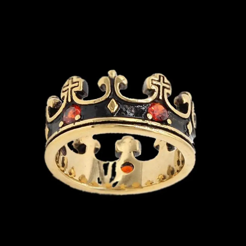 Vintage Gothic Ruby Crown Ring - Vrafi Jewelry