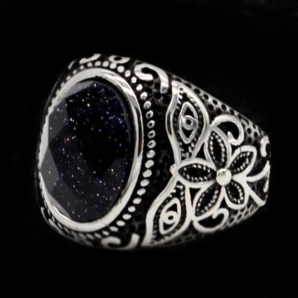 Vintage Oval Gemstone Stainless Steel Ring VRAFI