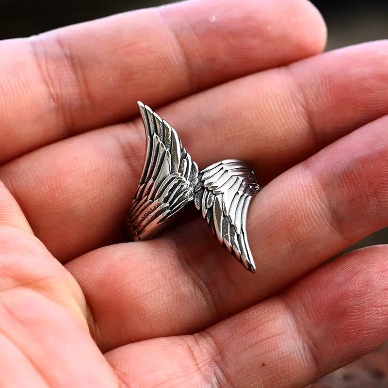 Vintage Wings Stainless Steel Ring Vrafi Jewelry