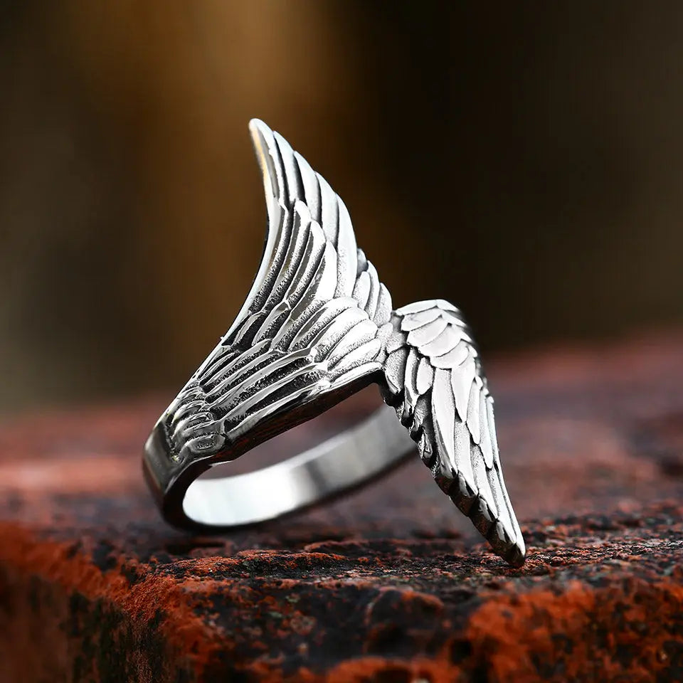 Vintage Wings Stainless Steel Ring Vrafi Jewelry