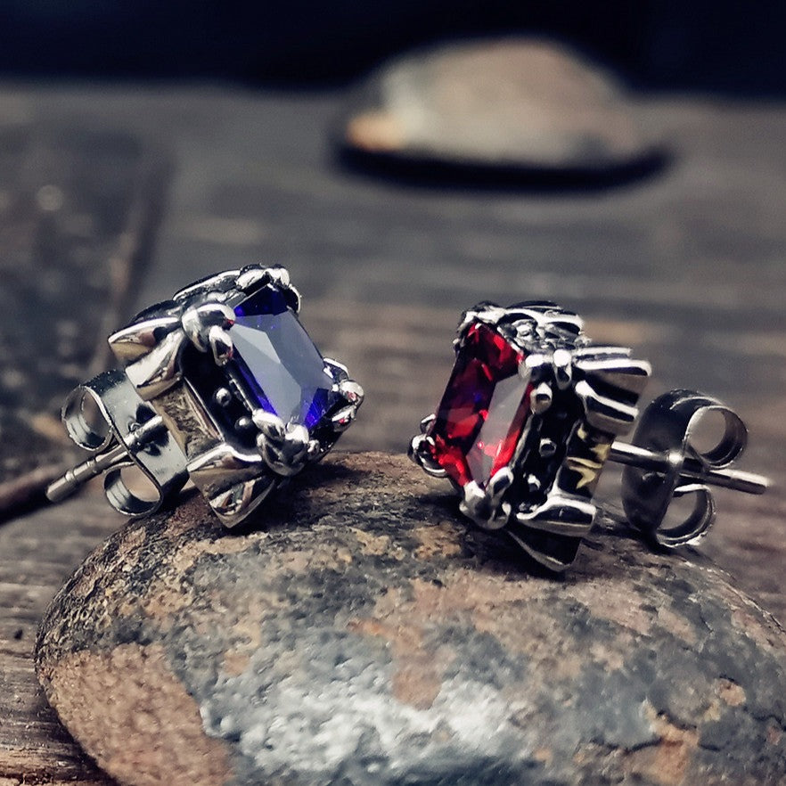 Vintage Baroque Rock Purple Gemstones Stud Earrings