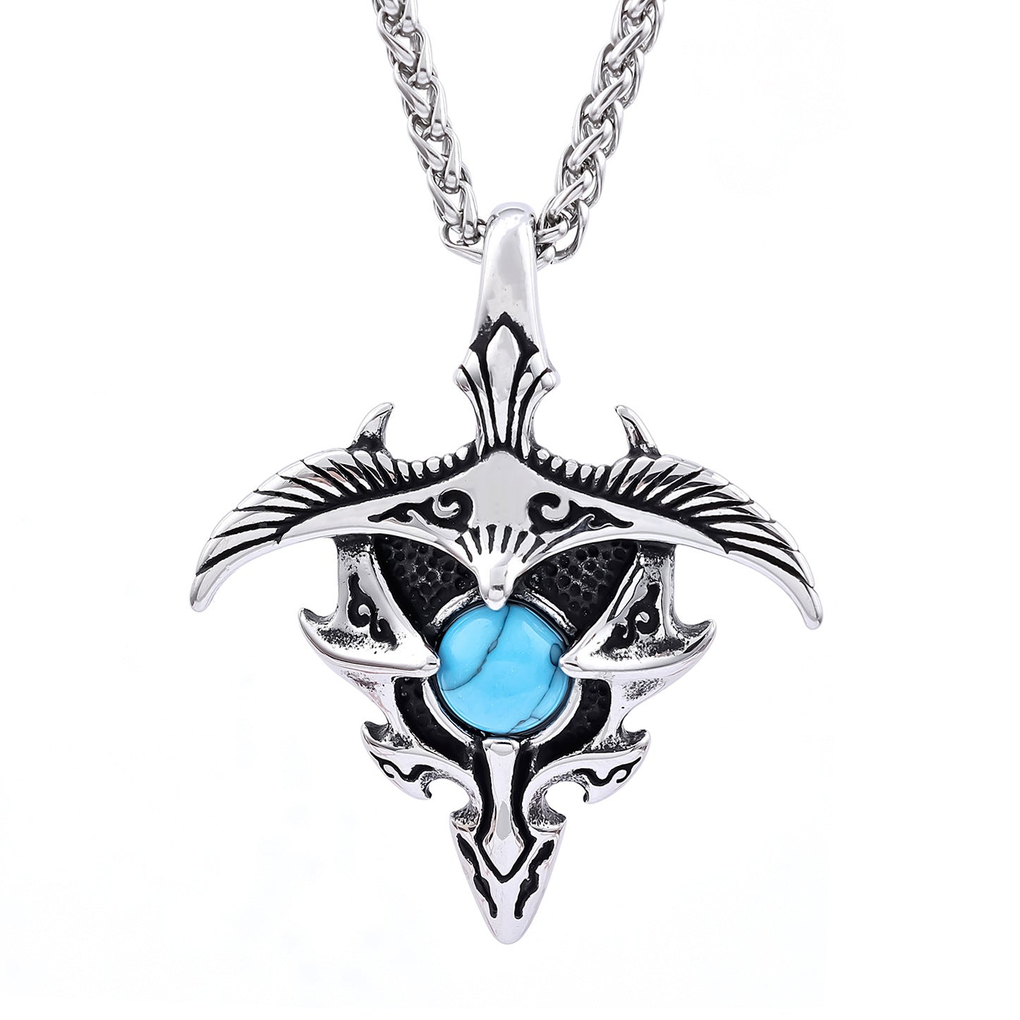 Vintage Eagle Gemstone Stainless Steel Pendant