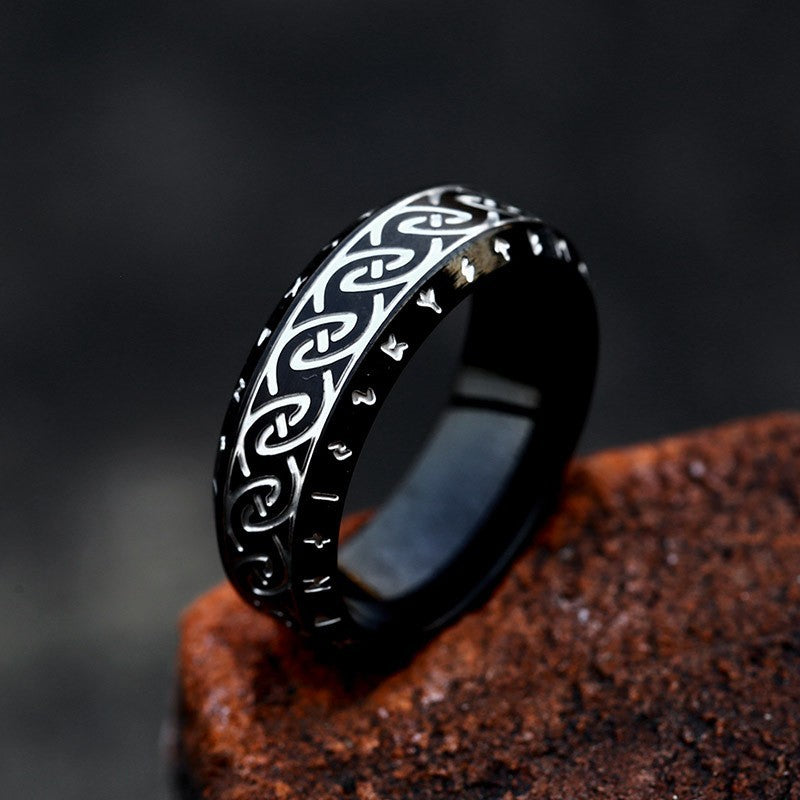 Anillo de sello de acero inoxidable tallado minimalista