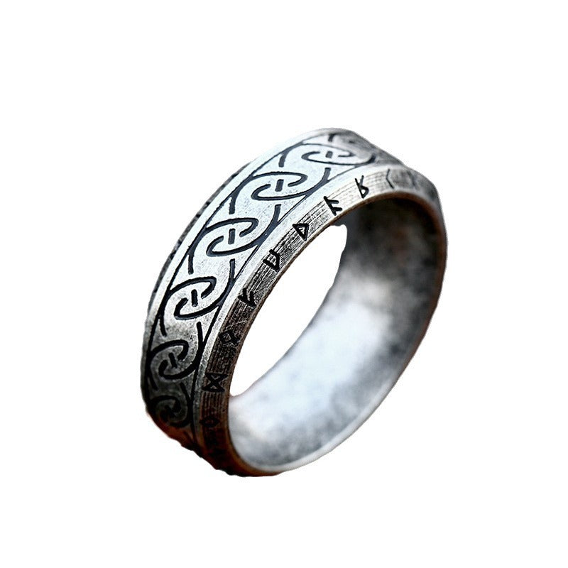 Anillo de sello de acero inoxidable tallado minimalista