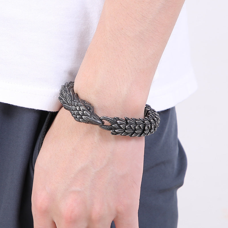 Pulsera de cuentas de acero inoxidable de alabastro