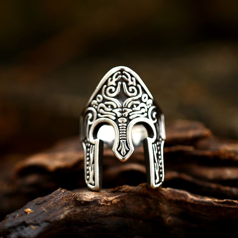 Anillo de sello de acero inoxidable tallado minimalista