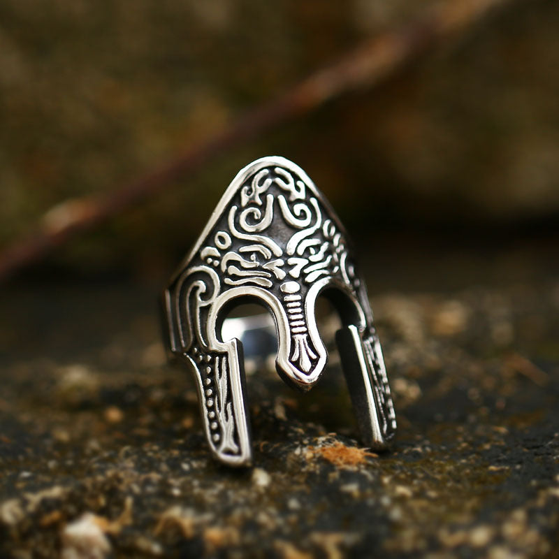 Anillo de sello de acero inoxidable tallado minimalista