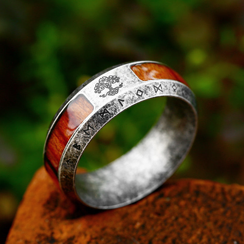 Vintage Tree of Life With Celtic Knot Rune Ring Band - Vrafi Jewelry