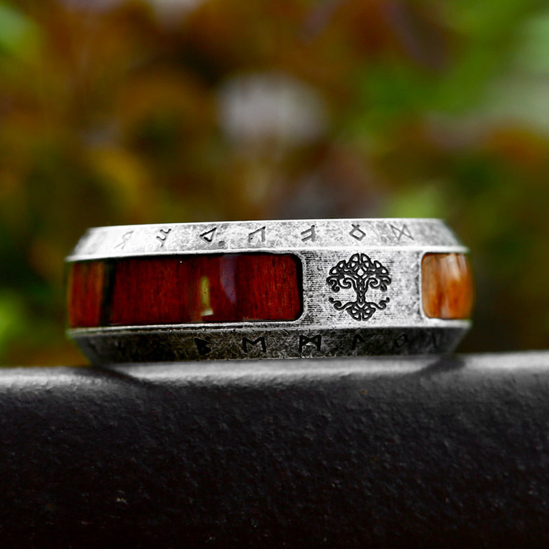 Vintage Tree of Life With Celtic Knot Rune Ring Band - Vrafi Jewelry