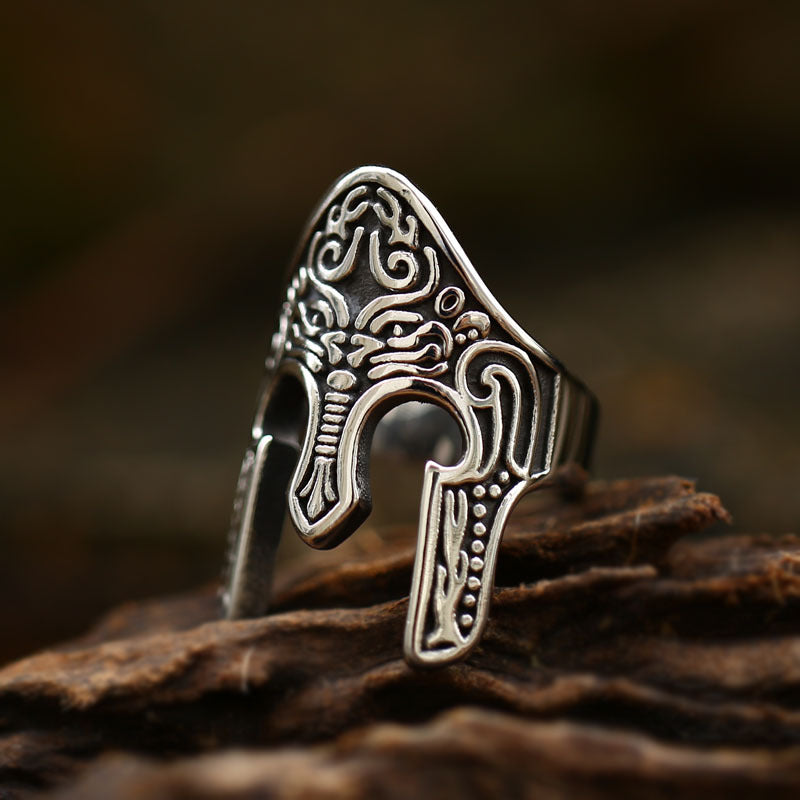 Anillo de sello de acero inoxidable tallado minimalista