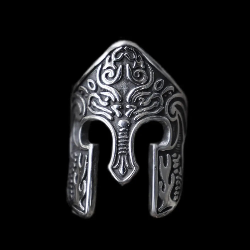 Warrior Helmet Totem Stainless Steel Ring - Vrafi Jewelry