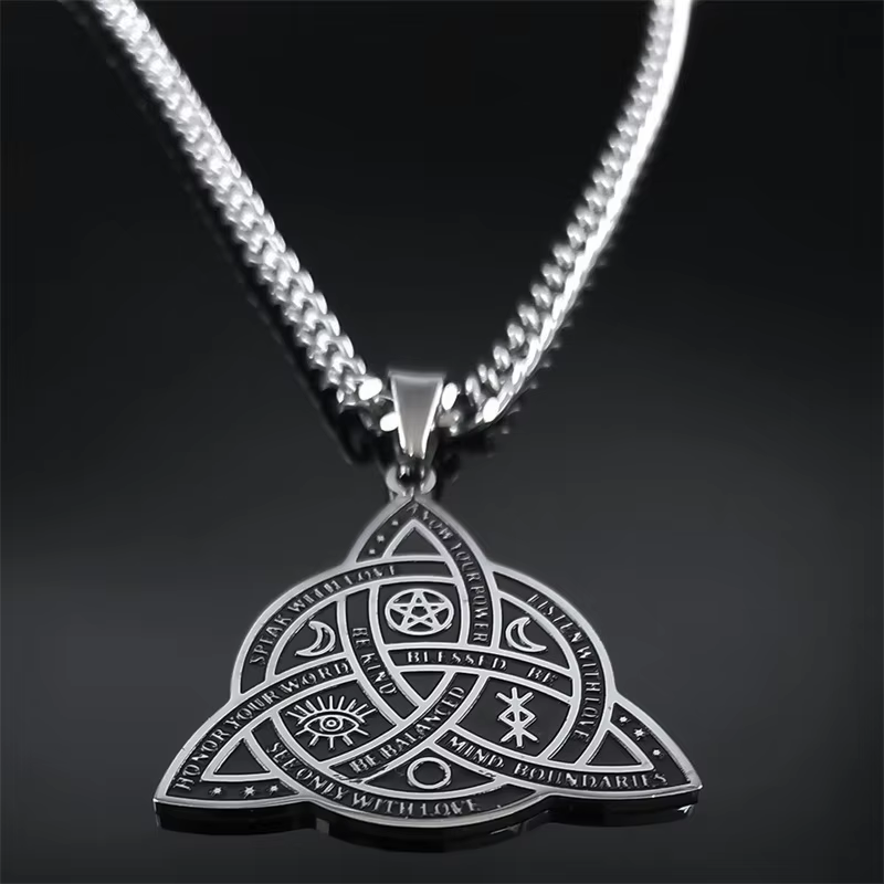 Celtic Triquetra Wiccan Stainless Steel Pendant Necklace