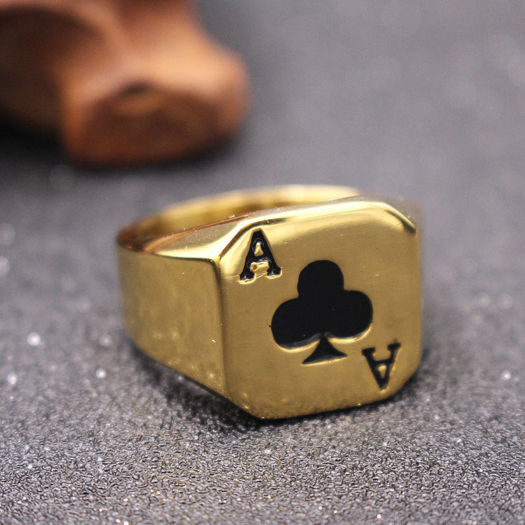 Ace Of Clubs Stainless Steel Ring