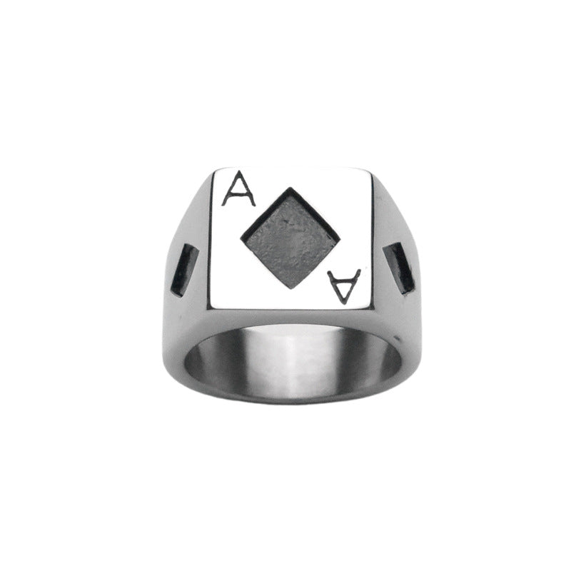 Ace Of Diamonds Stainless Steel Ring - VRAFI