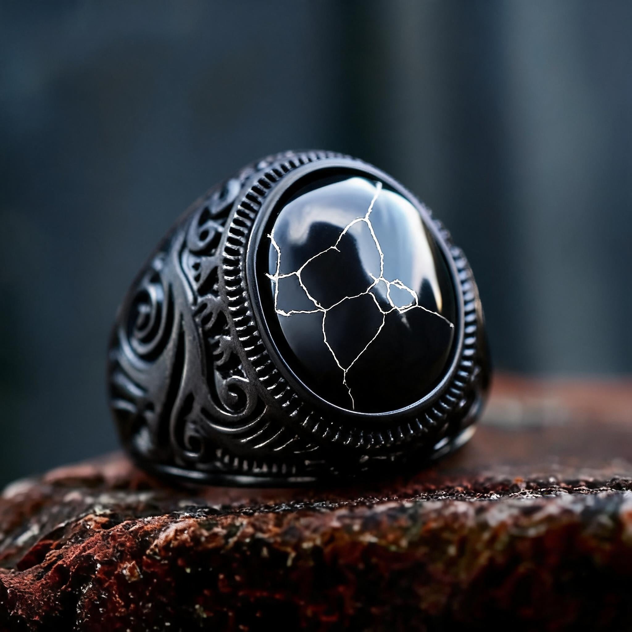Black Turquoise Stainless Steel Ring