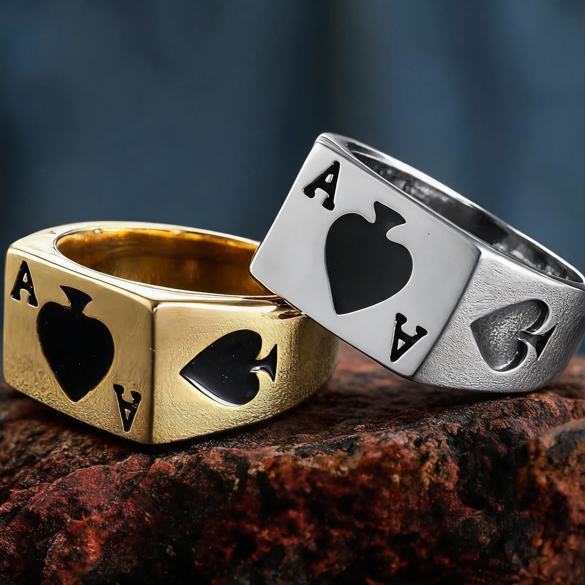 Bague As de Pique en Acier Inoxydable
