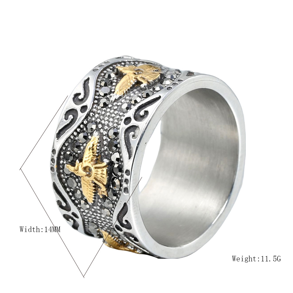 Eagle Totem Two‑Tone Stainless Steel Ring