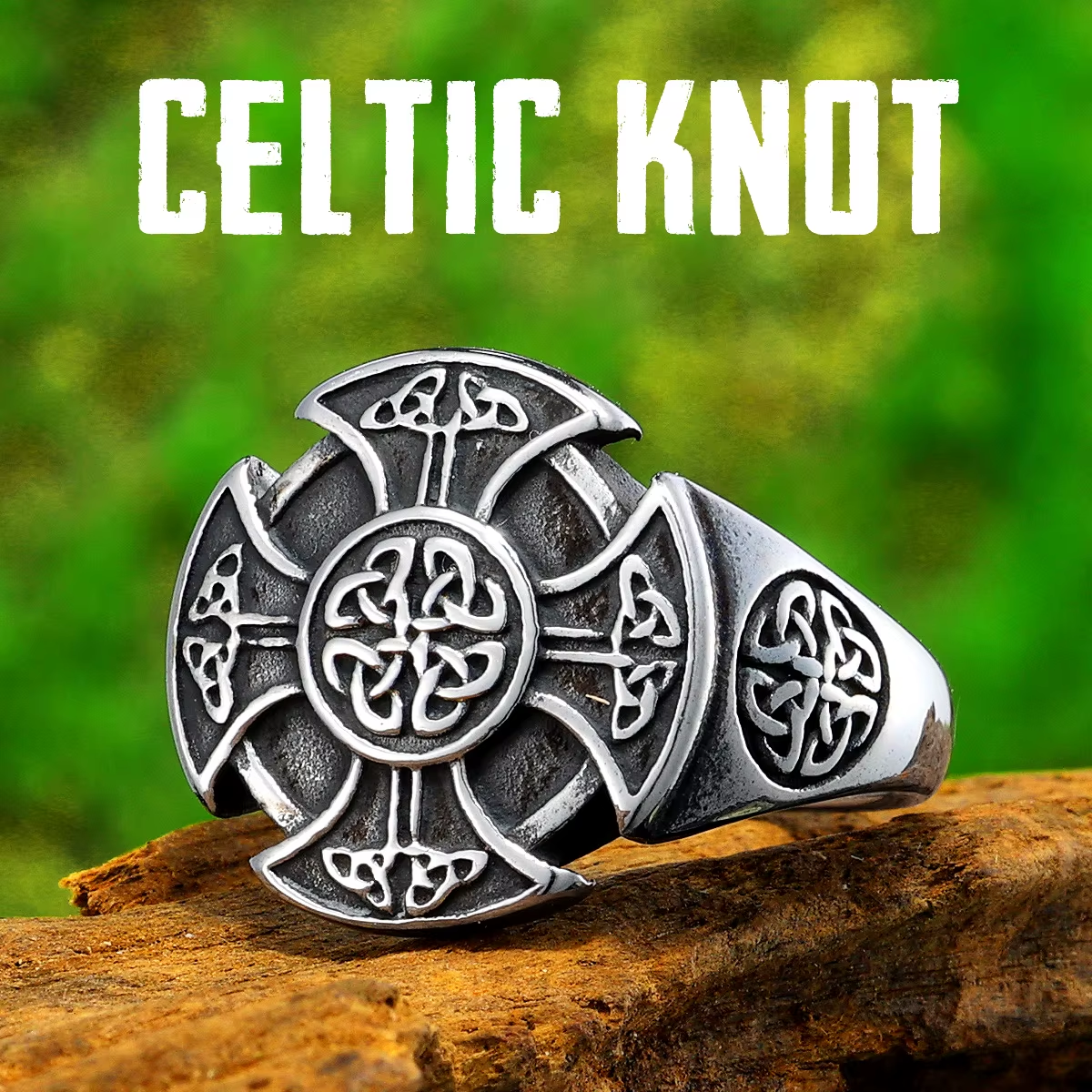 Celtic Cross Knot Stainless Steel Ring