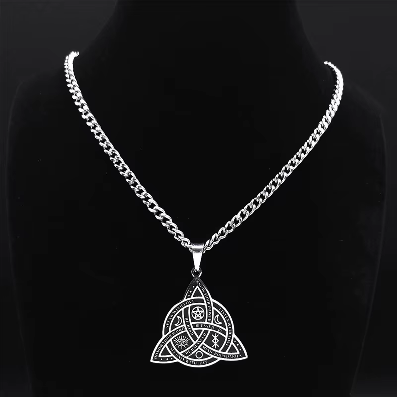 Celtic Triquetra Wiccan Stainless Steel Pendant Necklace