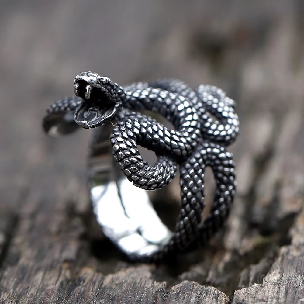 3D Coiled Snake Stainless Steel Ring