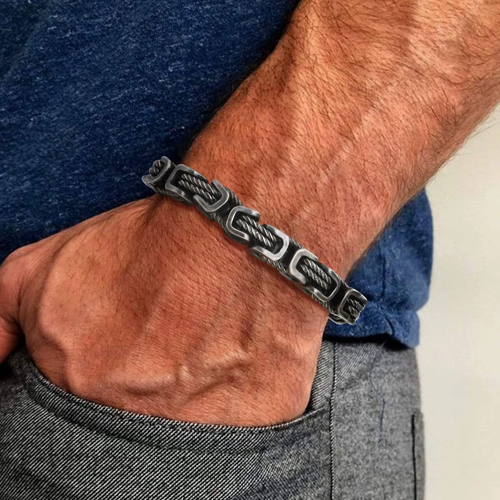 Classic Woven Link Stainless Steel Bracelet